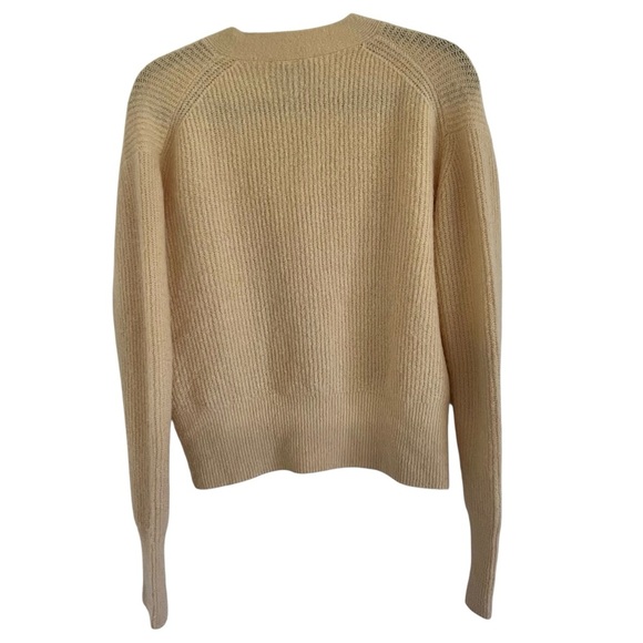 Just Female Light Yellow Rebelo Wool Alpaca Pearl V Neck Cardigan Sweater Large - Picture 3 of 10